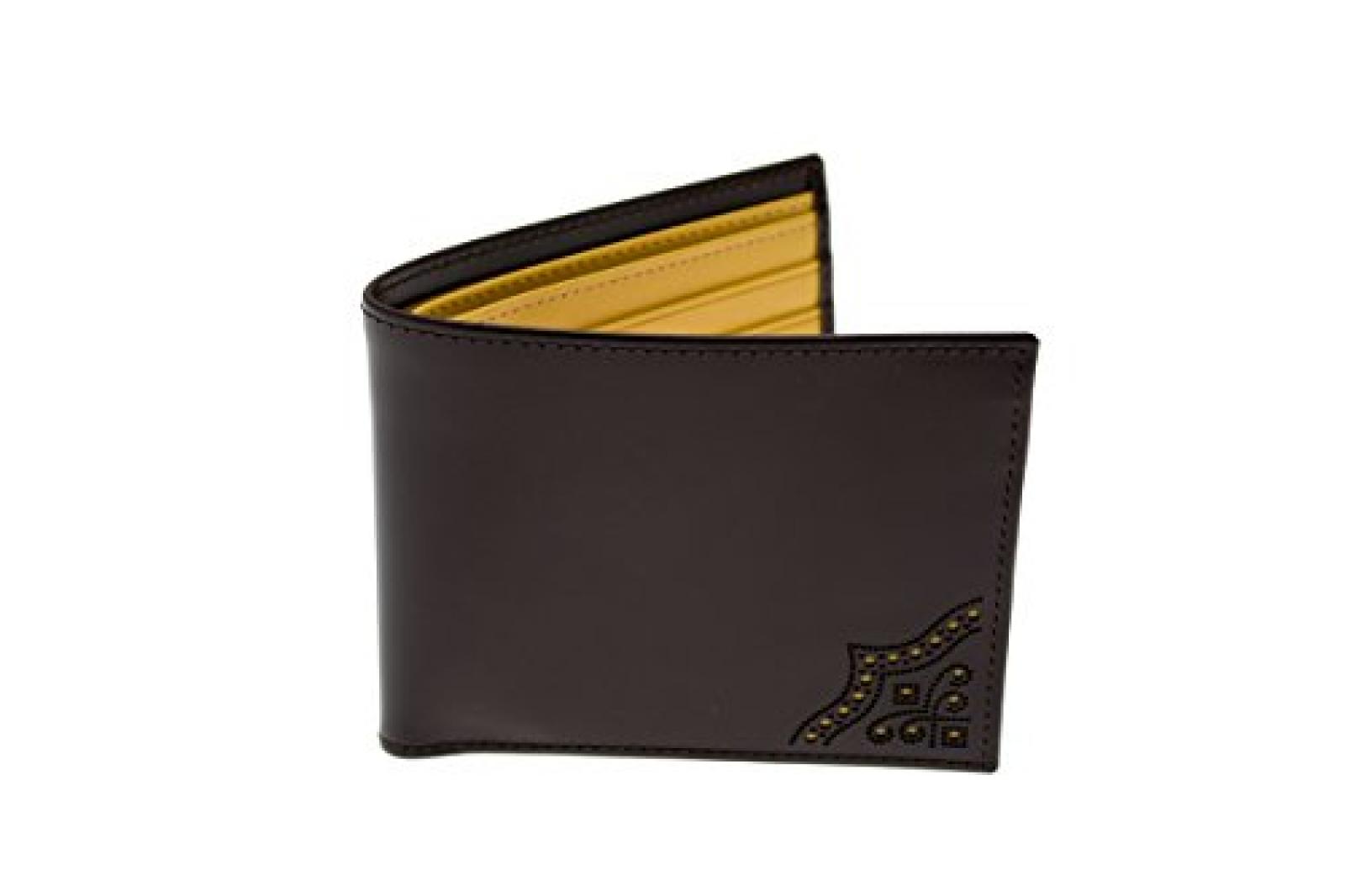 Ettinger Brieftasche aus Leder im Brogue-Stil - Nussbraun außen/Hellbraun innen 