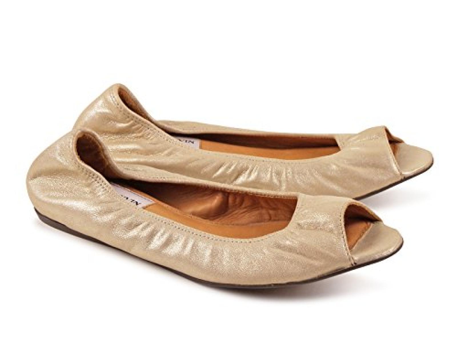 Lanvin flache Ballerina Mokassins in Gold Lammfell - Modellnummer: AW51CINESP7A 