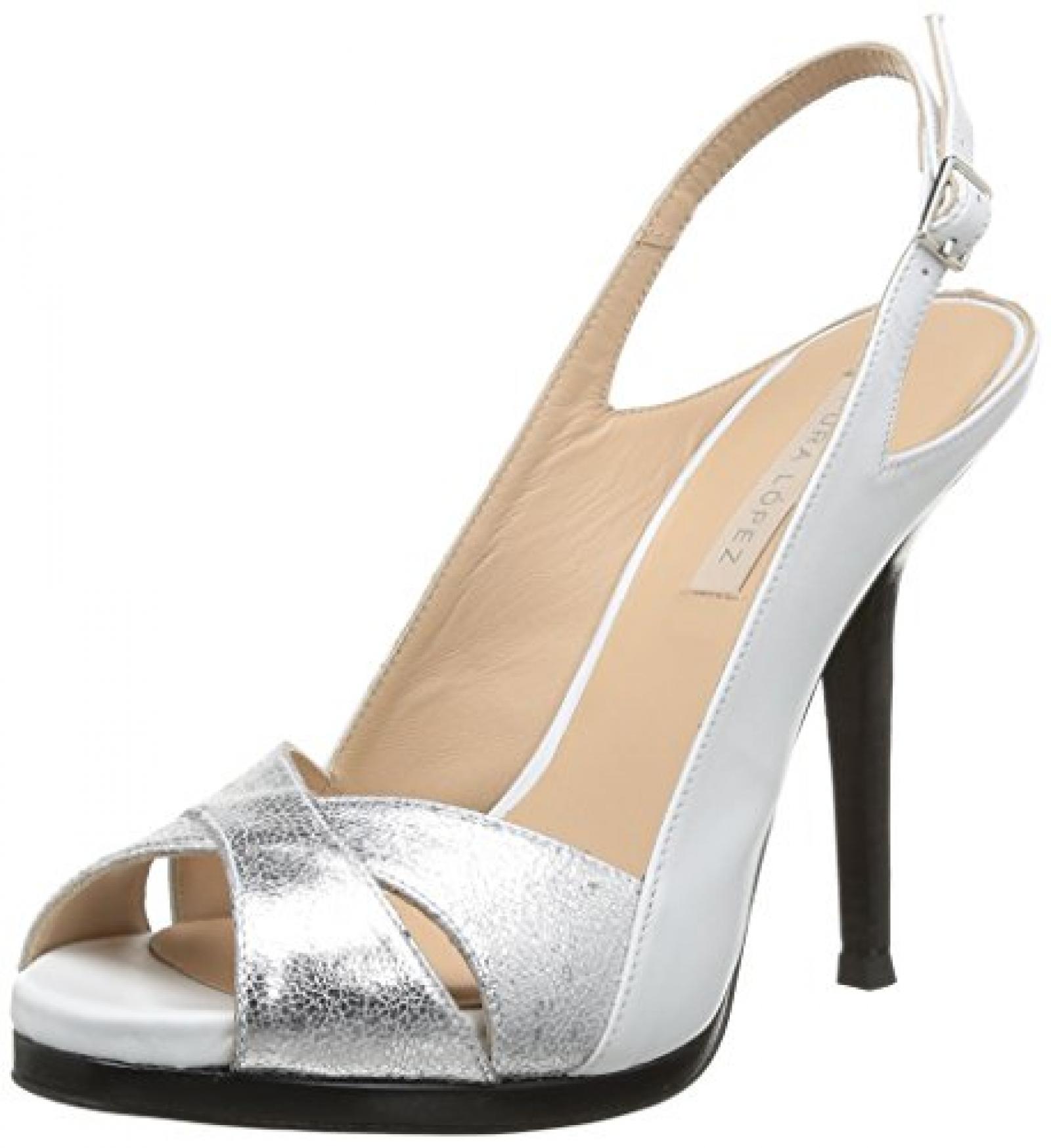 Pura Lopez Af423, Damen Sandalen  Silber Argent (Evora Silver) 40 