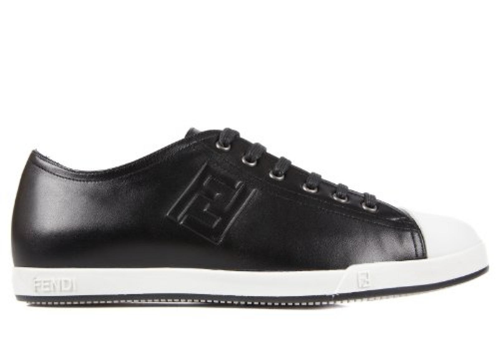 Fendi Herrenschuhe Herren Leder Schuhe Sneakers Schwarz 